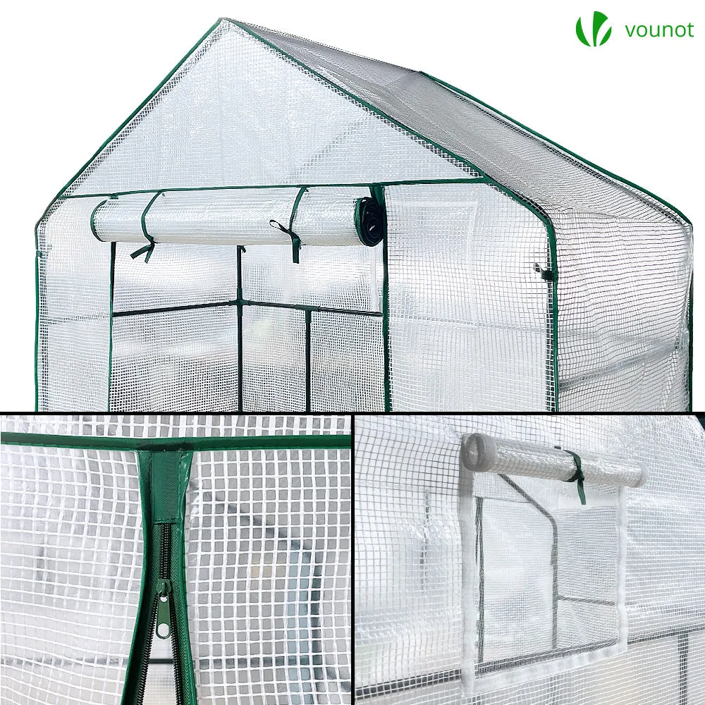 VOUNOT serra da giardino con ripiani 143x73x195cm bianca