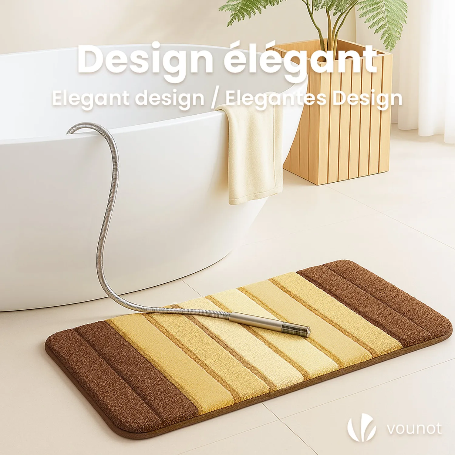 Vounot tappeto bagno antiscivolo 50x80cm beige 2 pezzi