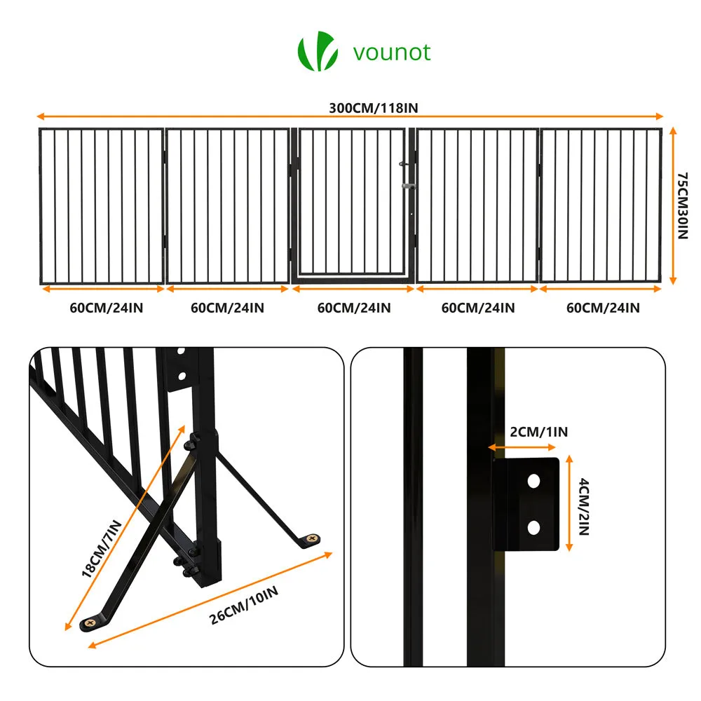 VOUNOT barriera sicurezza camino 3 m 5 pannelli nera