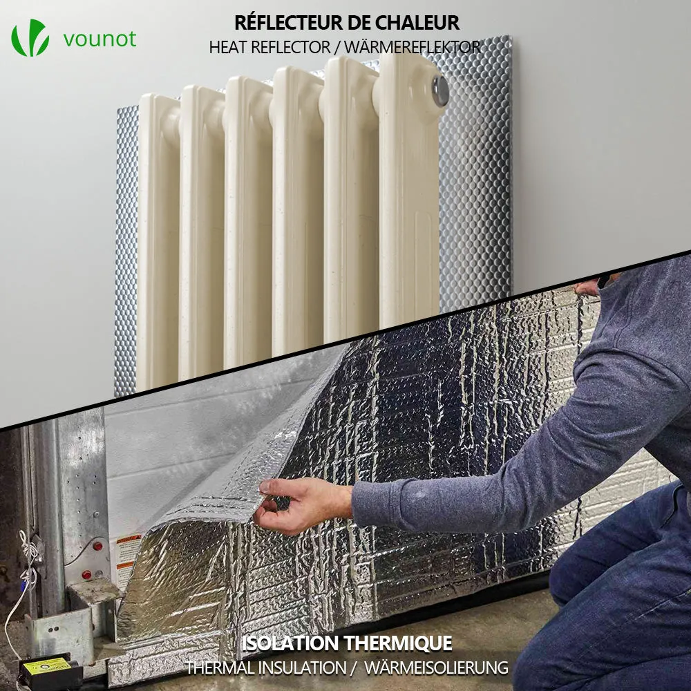 VOUNOT isolante termico a bolle 0,6x10 m alluminio