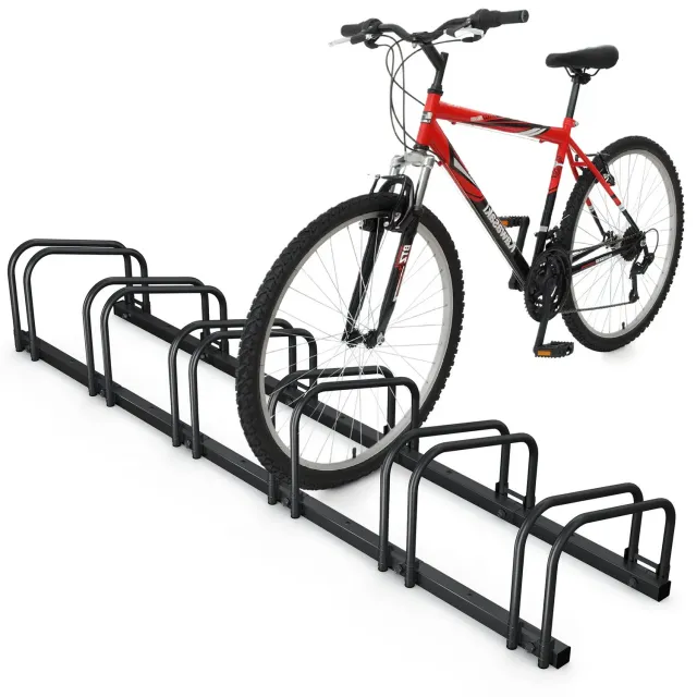VOUNOT Rastrelliera Bici 6 Posti da Terra e Muro Nera 160 cm