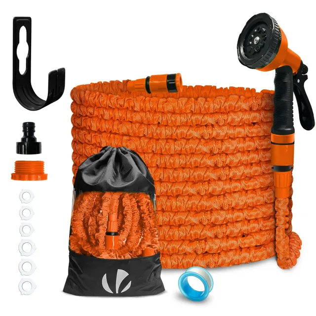 VOUNOT Tubo giardino estensibile 15m arancione 10 getti