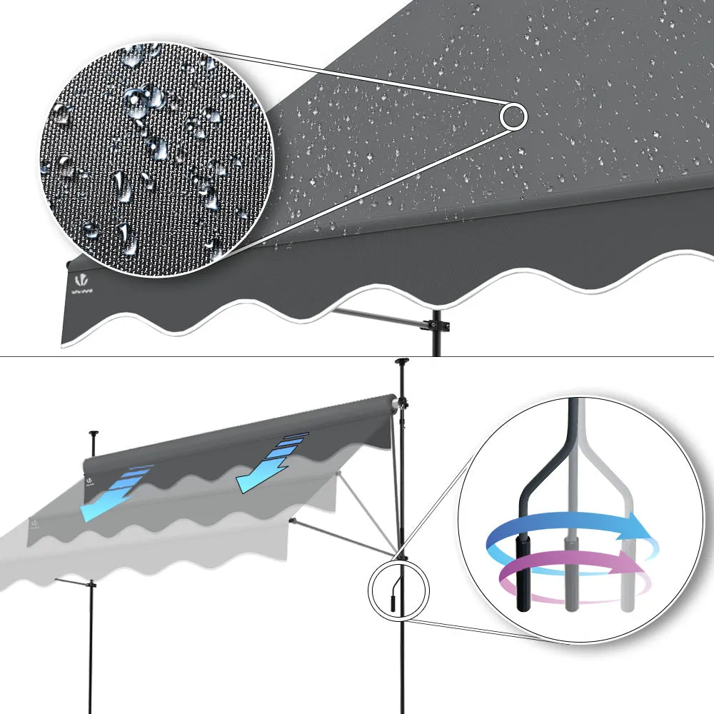 Vounot Tenda Sole Senza Forare Grigia 300 cm Retrattile