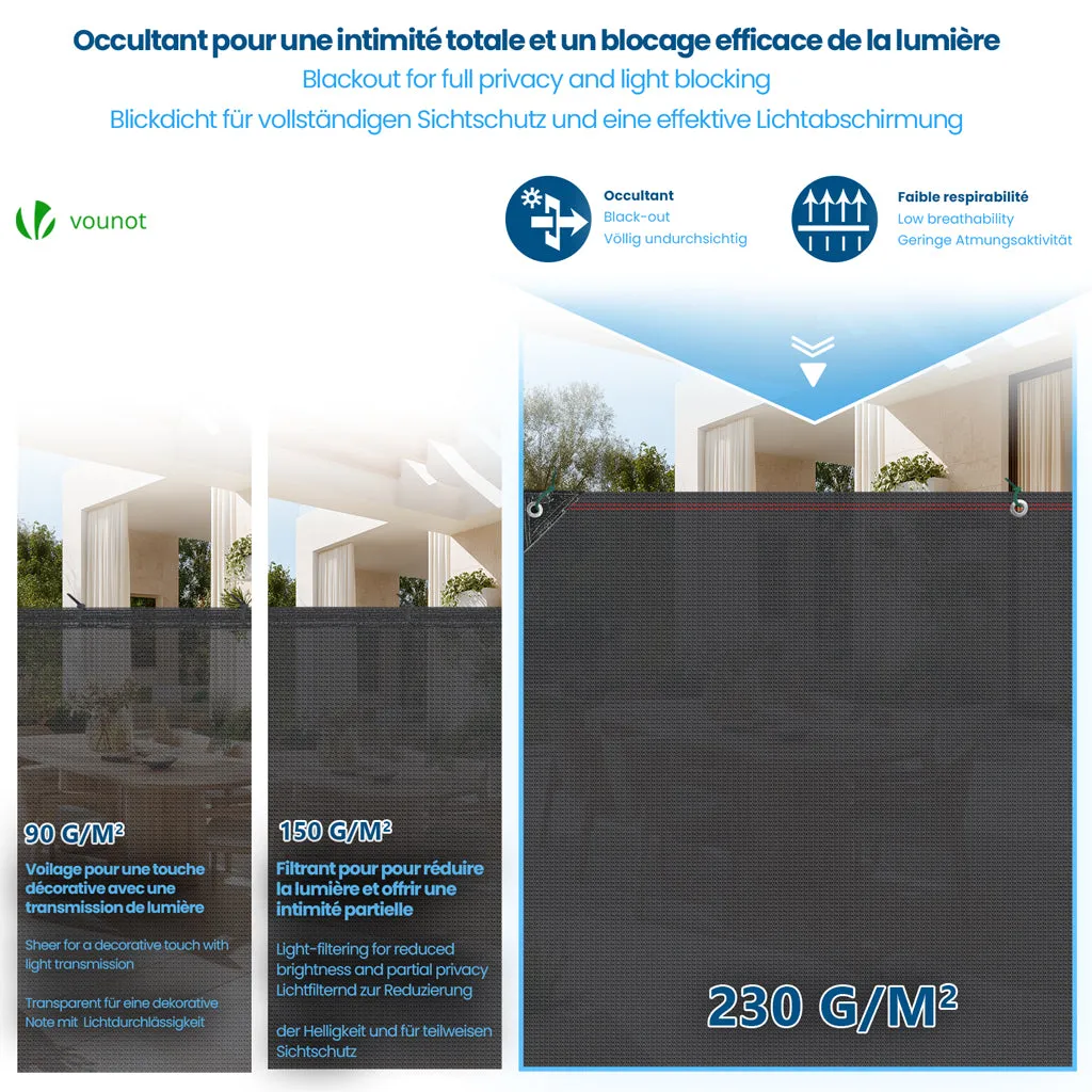VOUNOT Telo Frangivista HDPE 230 g/m² 1x10 m Antracite 95%