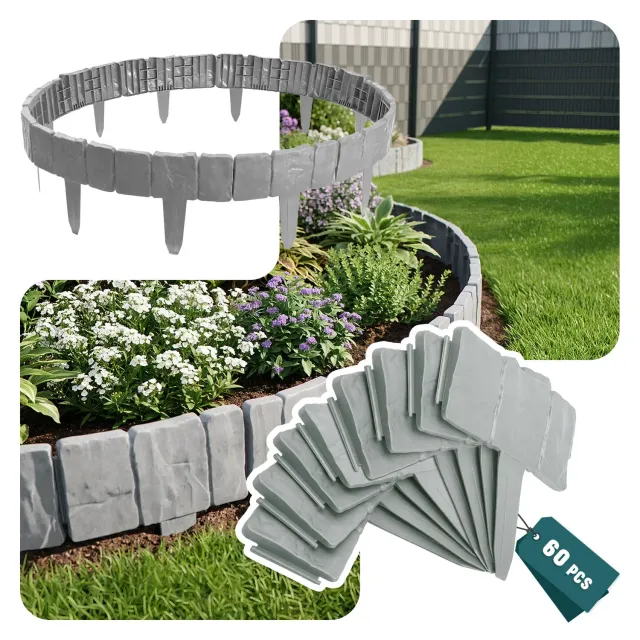 VOUNOT Bordura Giardino Pietra 15m Grigio Chiaro