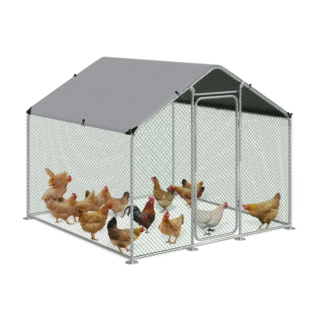 VOUNOT recinto pollaio zincato 200x200x200 cm con telo