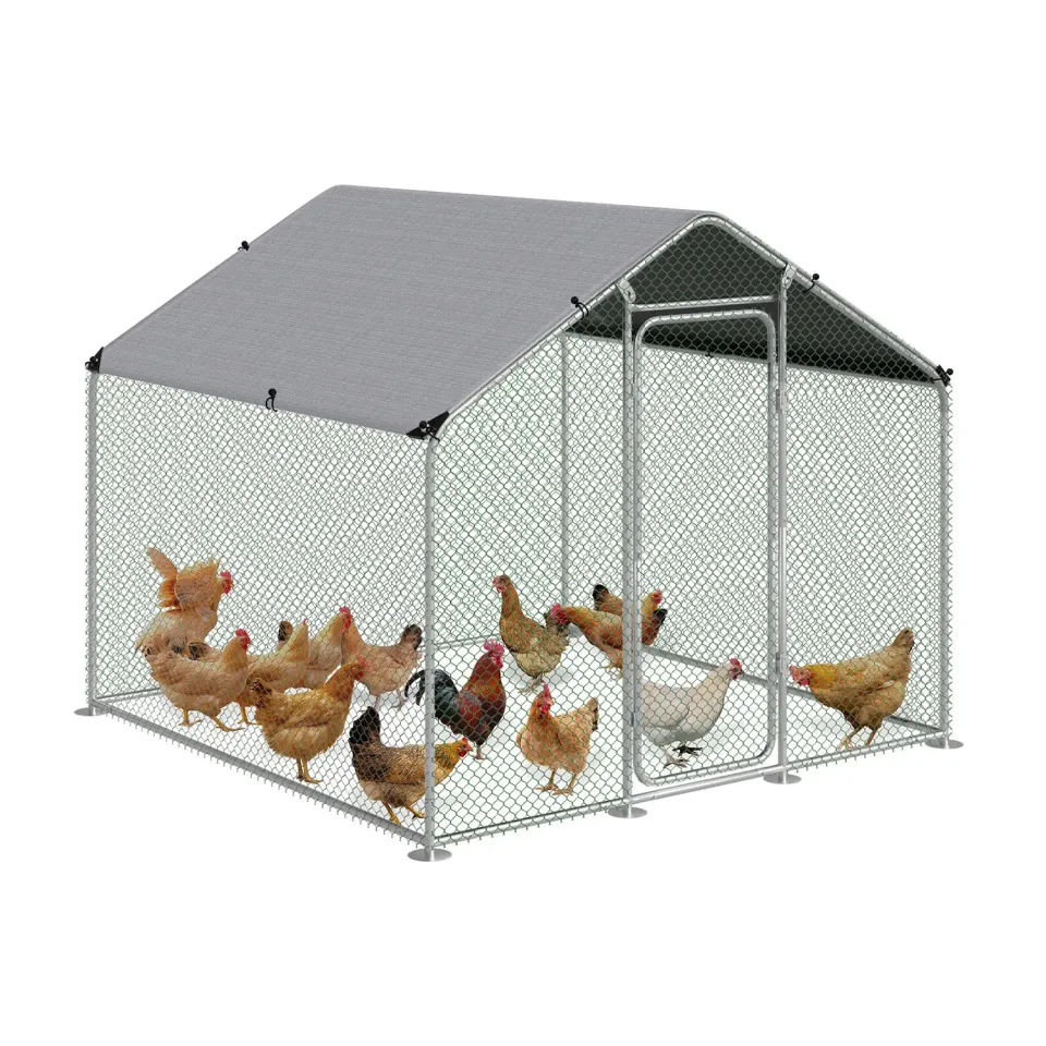 VOUNOT recinto pollaio zincato 200x200x200 cm con telo