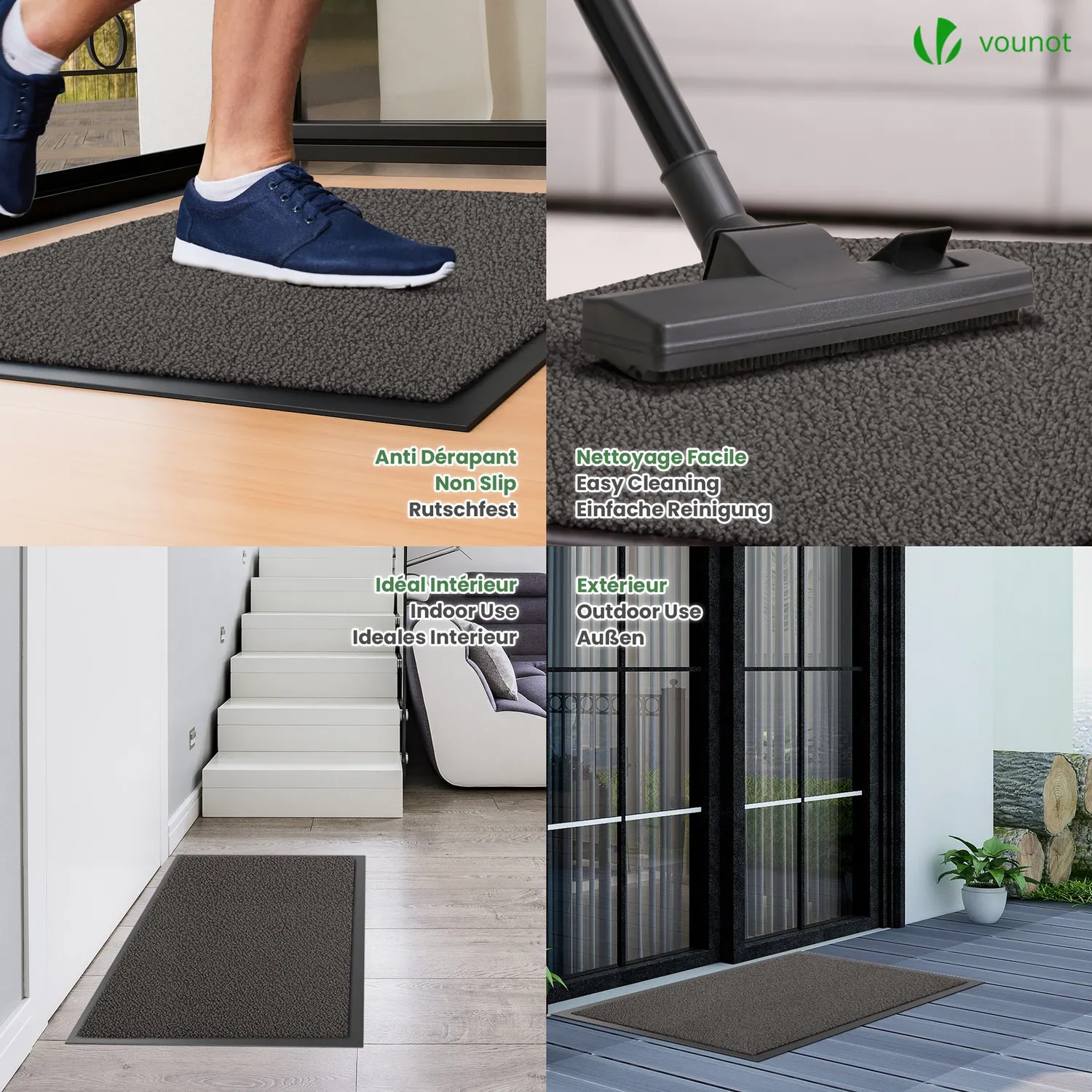 VOUNOT zerbino ingresso 40x60 cm antracite antiscivolo