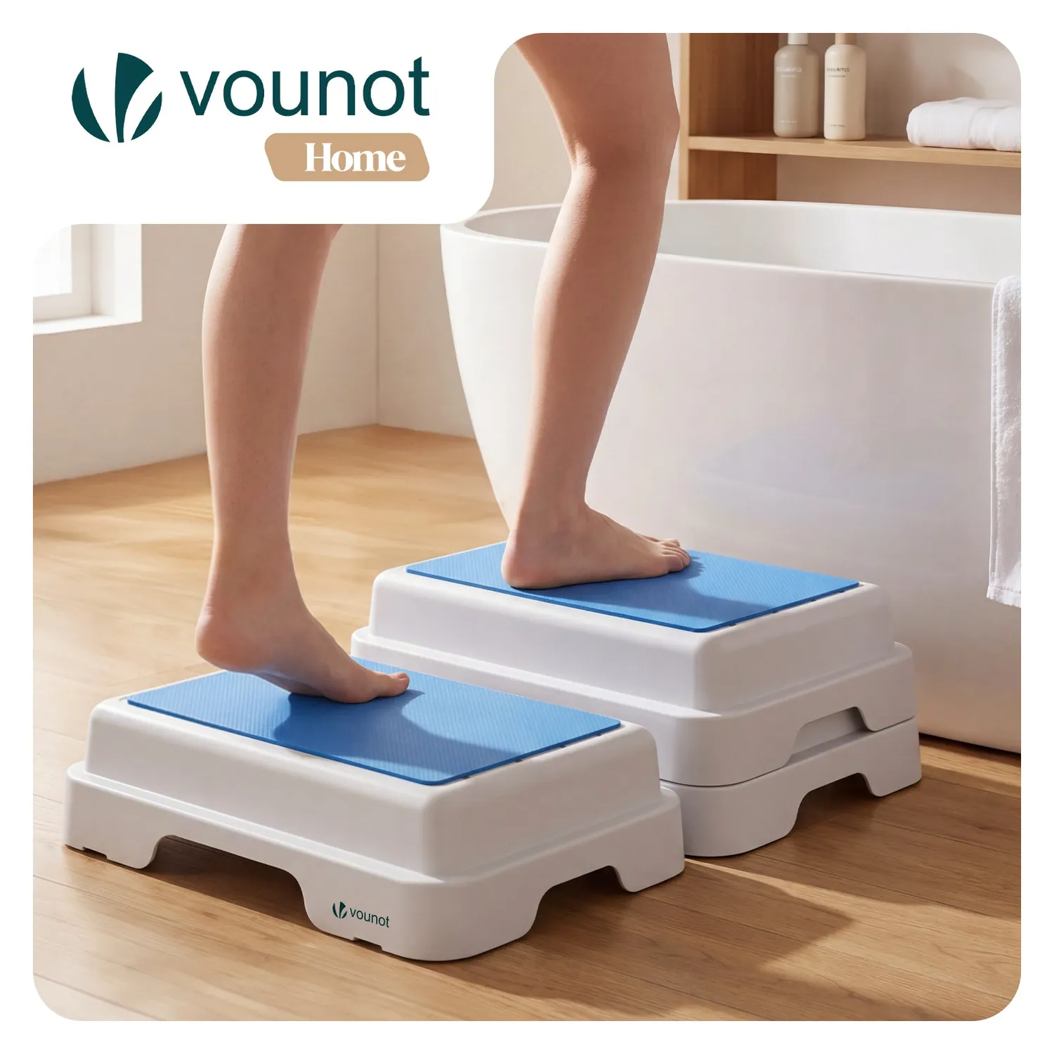 Vounot Predellino Bagno Antiscivolo Blu 43x33x11 cm 180 kg