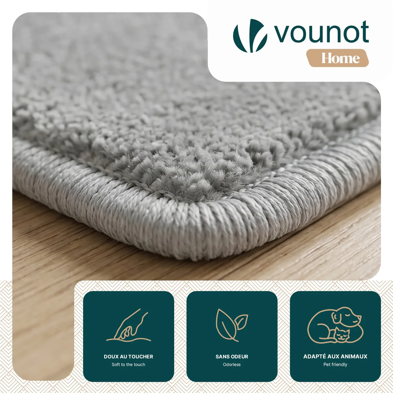 VOUNOT tappeto salotto pelo corto 140x200cm grigio