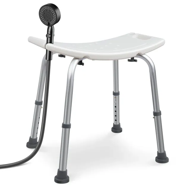 Vounot Sgabello Doccia Regolabile Bianco Alluminio 136kg