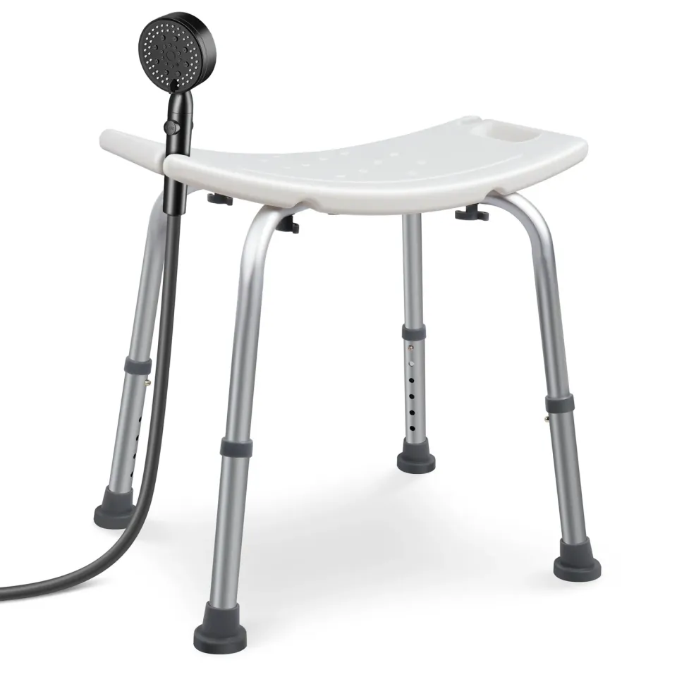 Vounot Sgabello Doccia Regolabile Bianco Alluminio 136kg
