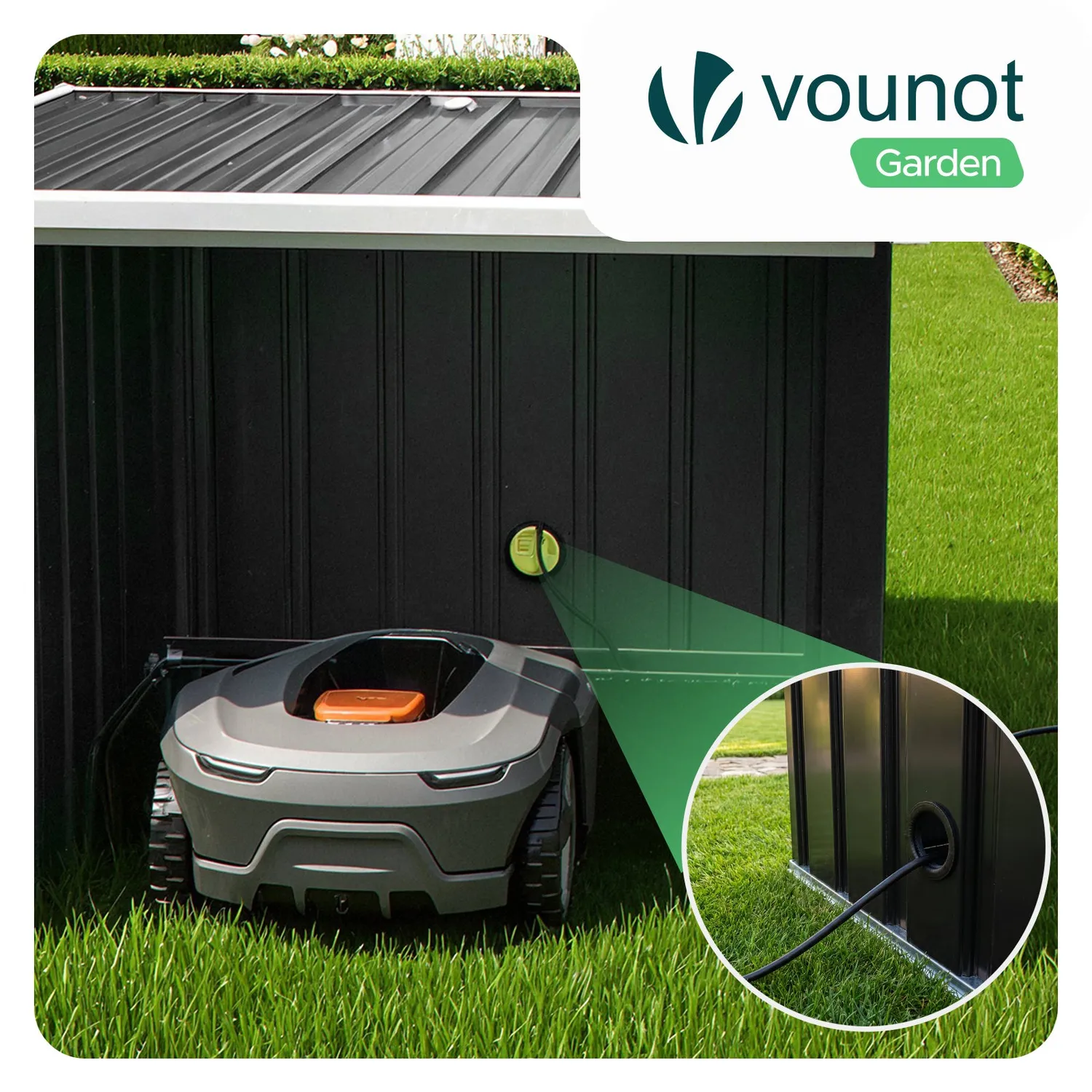 Vounot garage robot rasaerba metallo 78x92x62 nero