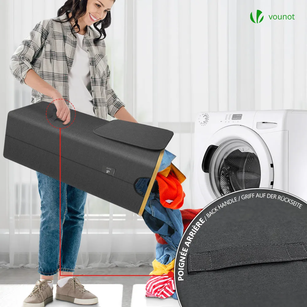 VOUNOT Cesto portabiancheria pieghevole 100 L grigio con ruote