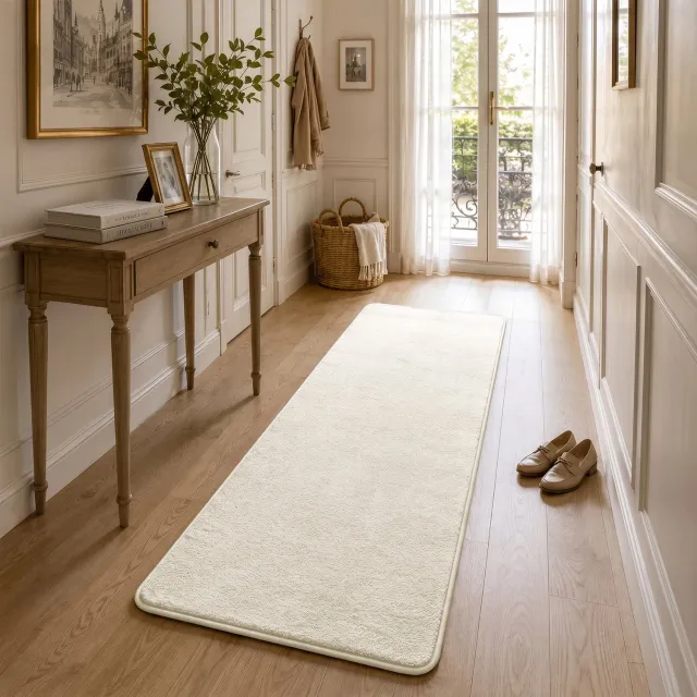 VOUNOT Tappeto salotto pelo raso 60x180 cm beige antiscivolo