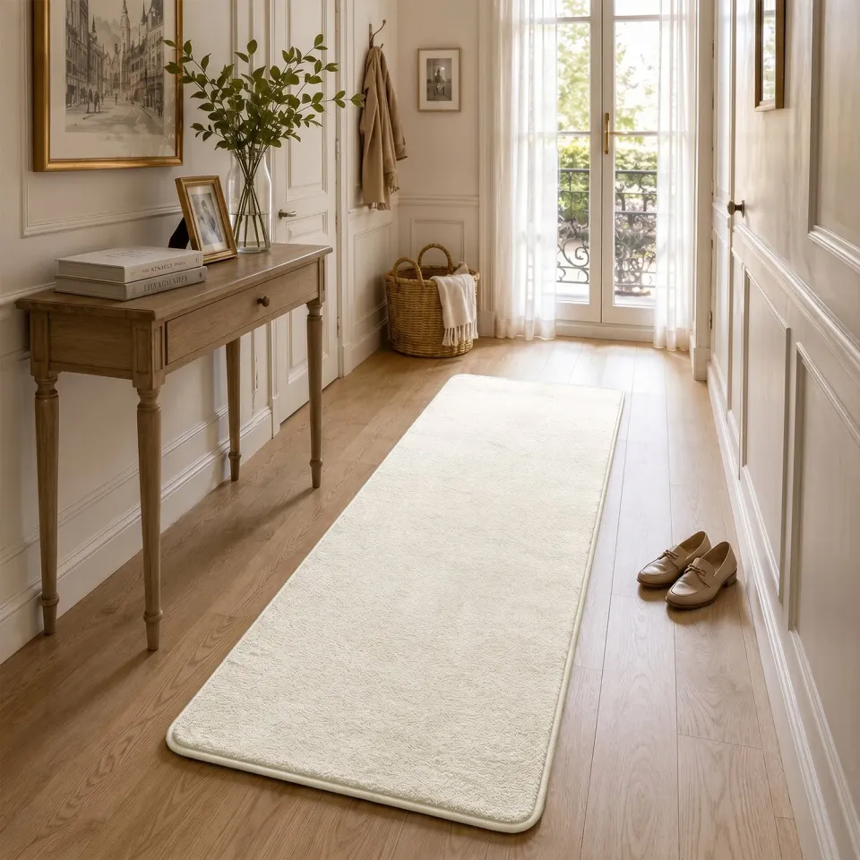 VOUNOT Tappeto salotto pelo raso 60x180 cm beige antiscivolo