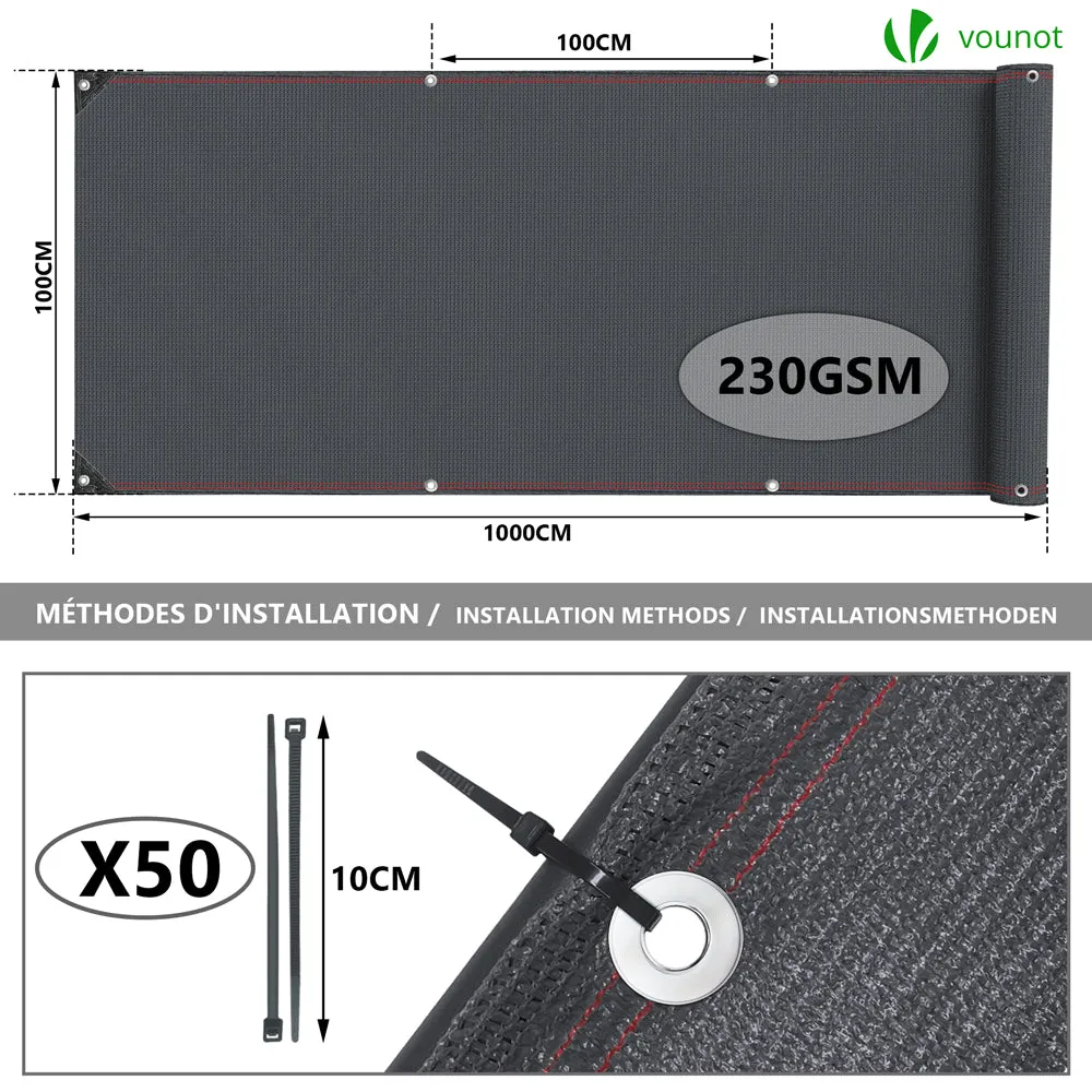 VOUNOT Telo Frangivista HDPE 230 g/m² 1x10 m Antracite 95%