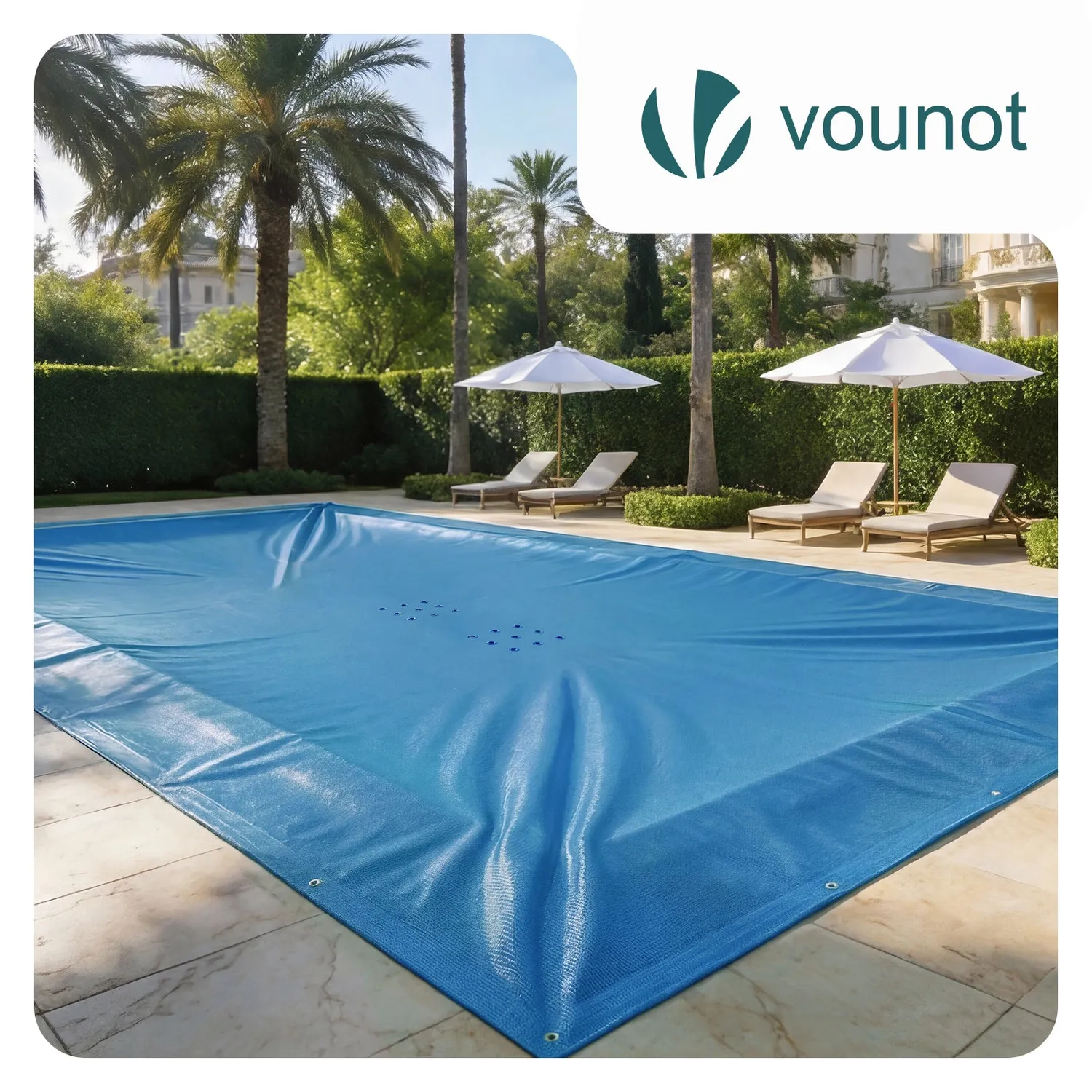 VOUNOT Telo piscina rettangolare PE 160g 8x14m blu