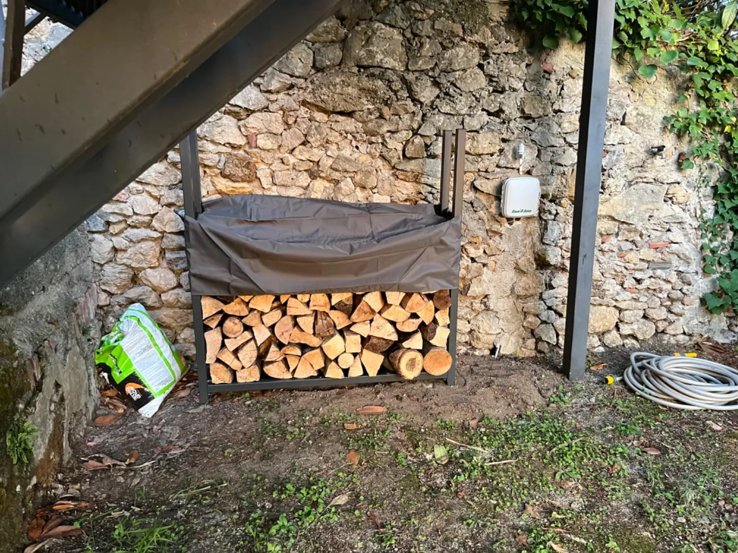 QUICK STAR 200x25x115 cm scaffale legna metallo con telo