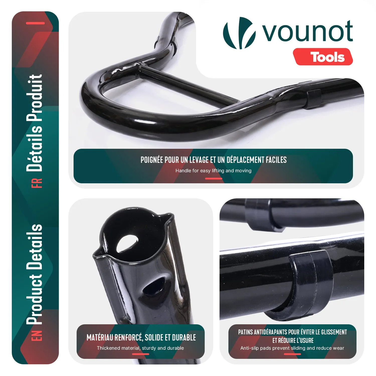 Vounot cavalletto moto posteriore acciaio nero 390 kg