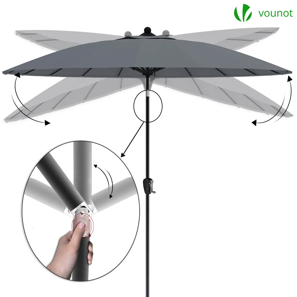 VOUNOT Shanghai Ombrellone Inclinabile 270cm Grigio Anti-UV