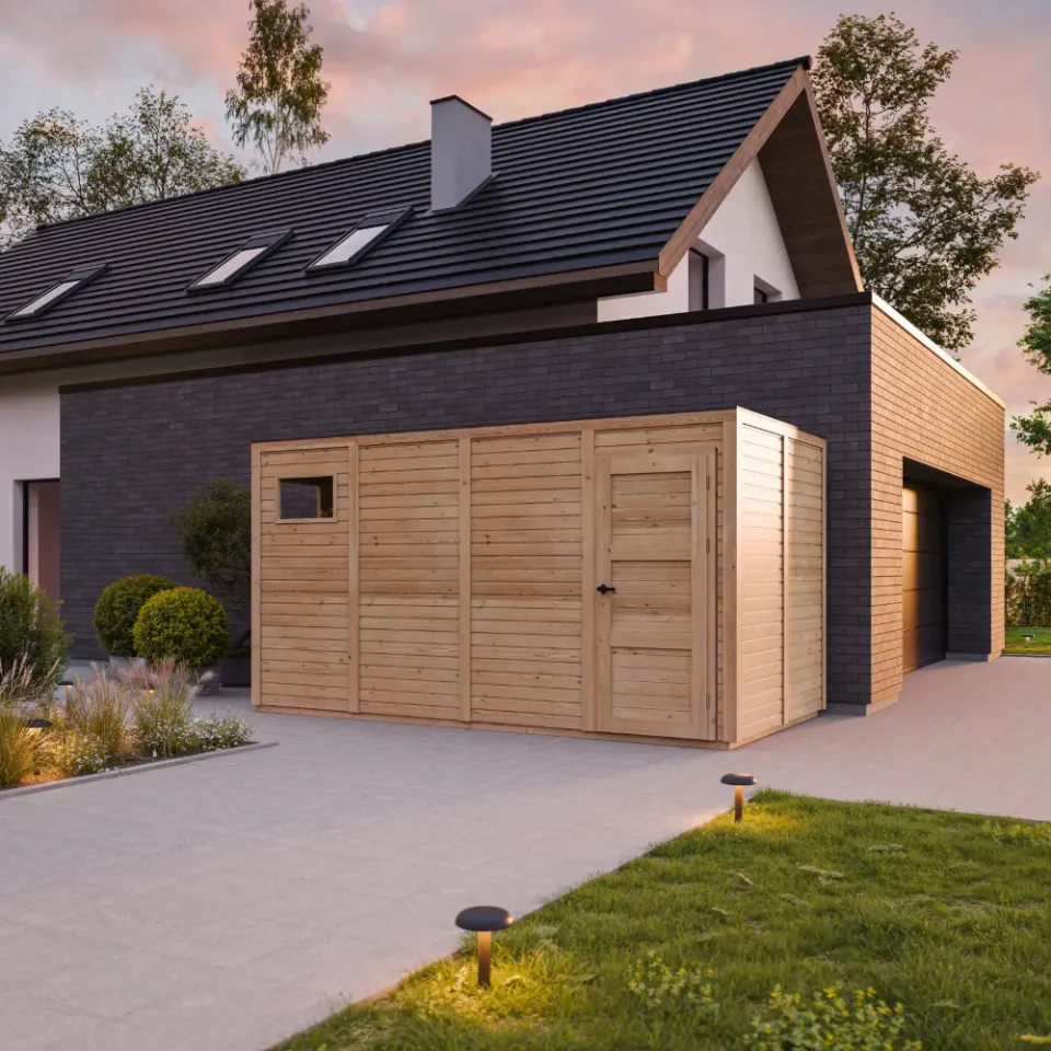 Timbela M327F2 casetta giardino legno 404x202 8,16 m² porte