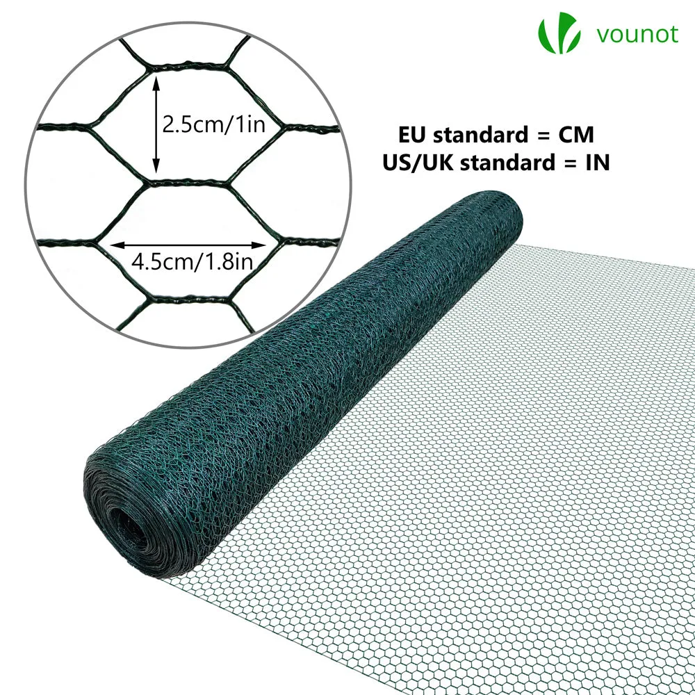 Vounot rete pollaio esagonale 1x50 m verde PVC 25 mm