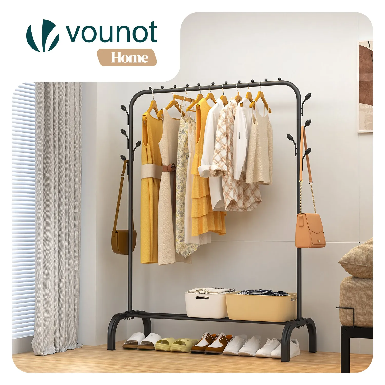 VOUNOT Stender Appendiabiti 110x41x147cm Nero 25kg