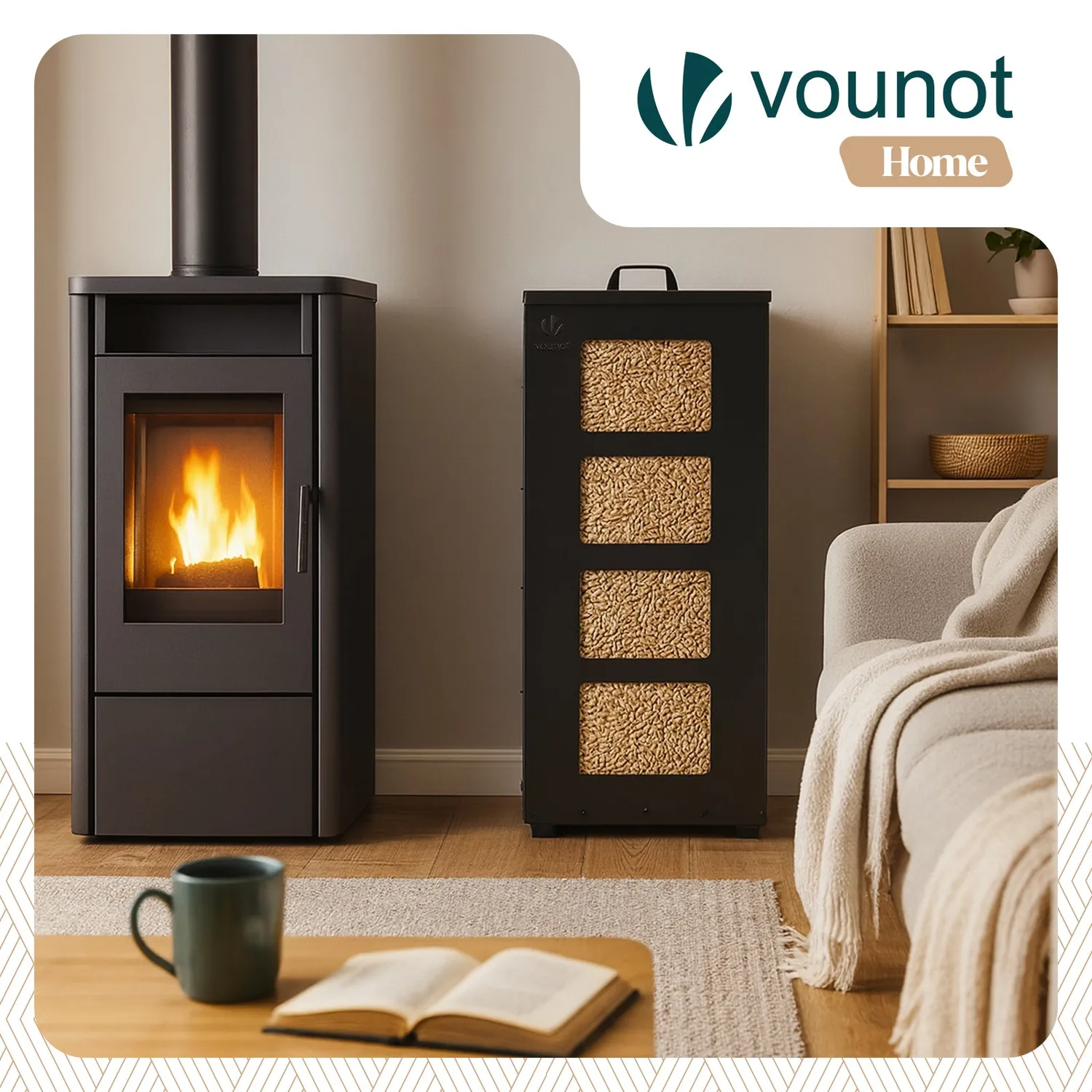 VOUNOT porta pellet 45 kg 36x36x76 cm nero con ruote