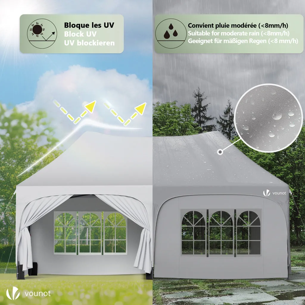 Vounot Gazebo Pieghevole 3x6m Bianco 6 Pareti Impermeabile