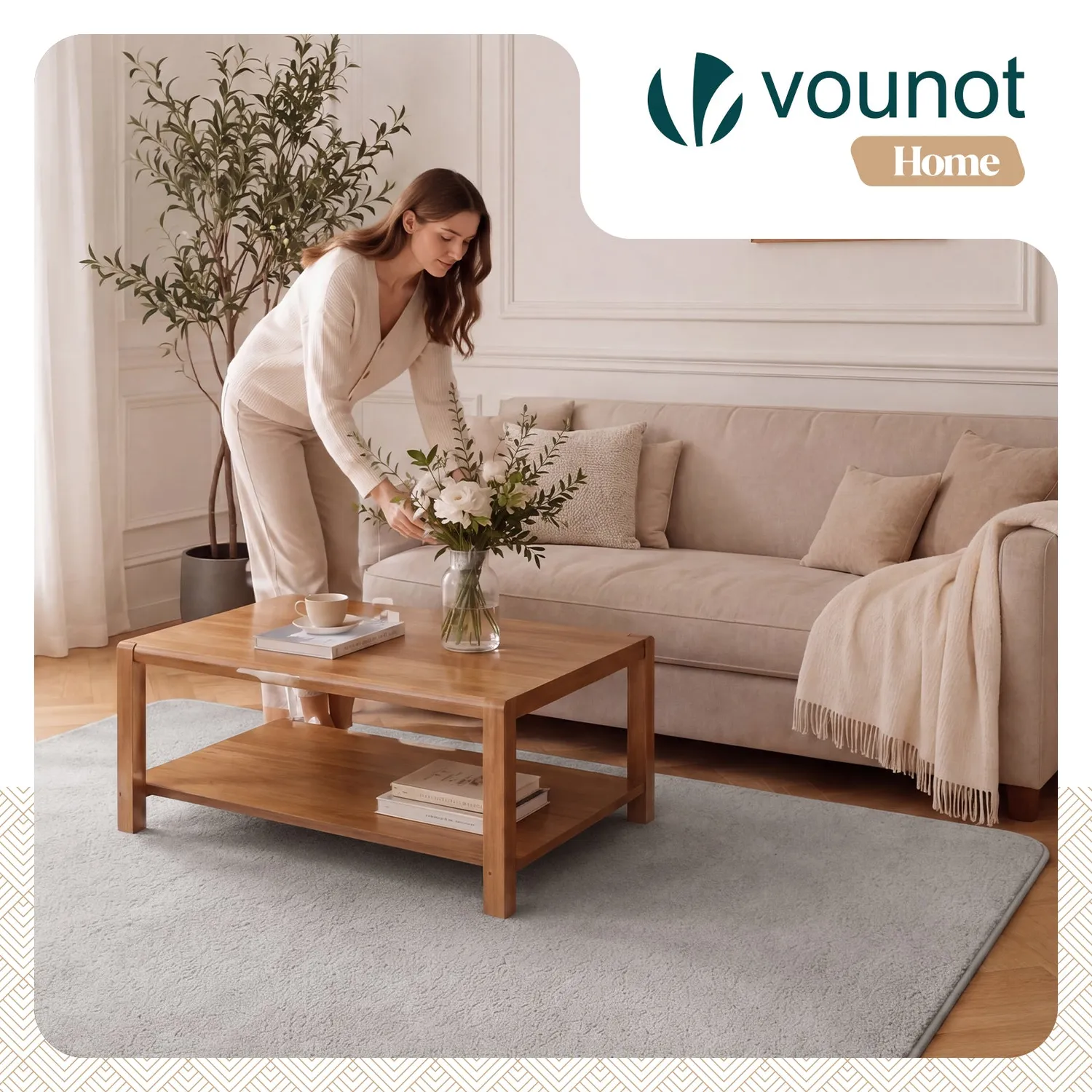 VOUNOT tappeto salotto pelo corto 140x200cm grigio