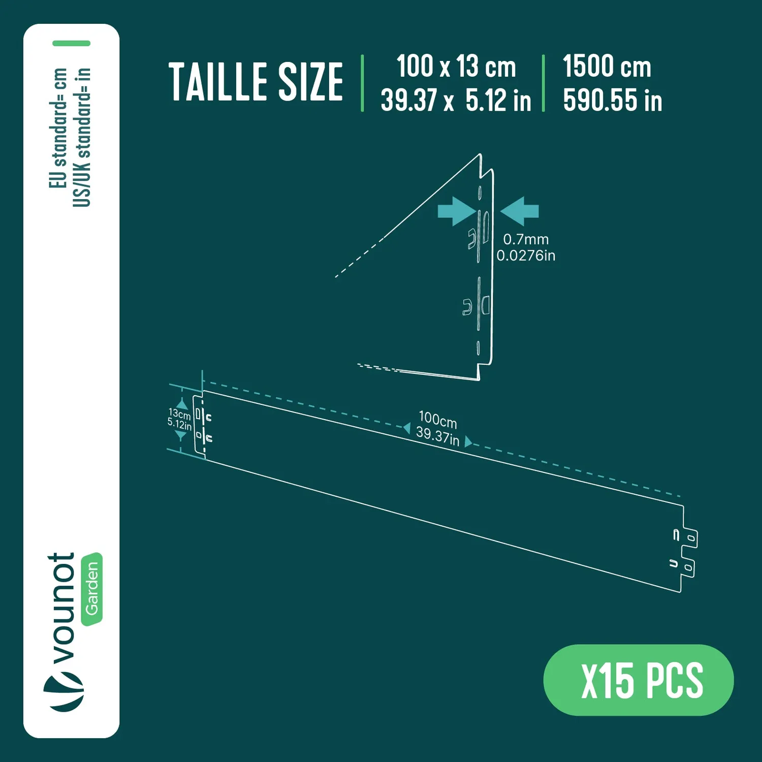 VOUNOT Bordura giardino metallo 15 pezzi 15 m marrone