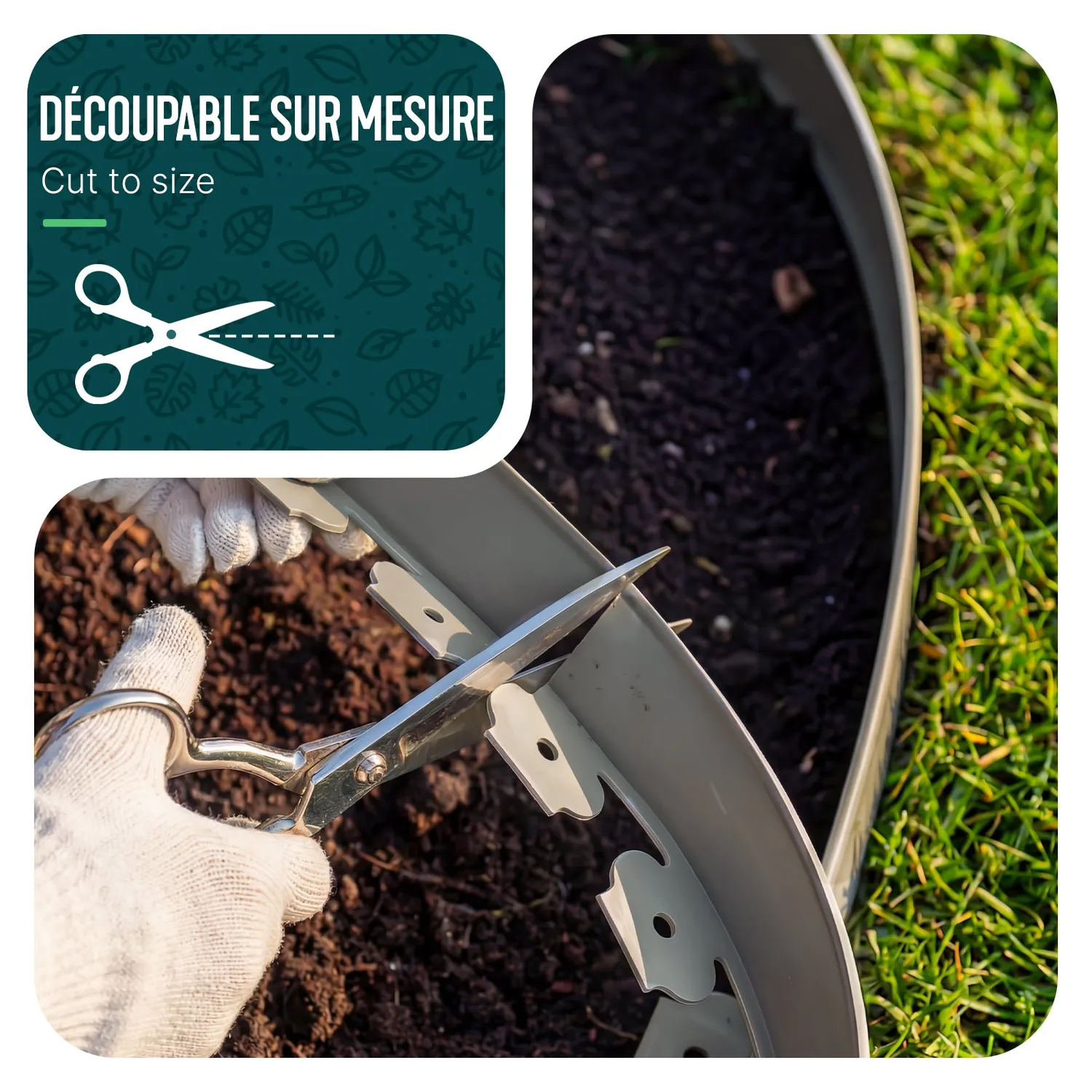 VOUNOT bordura giardino flessibile 10 m grigia picchetti