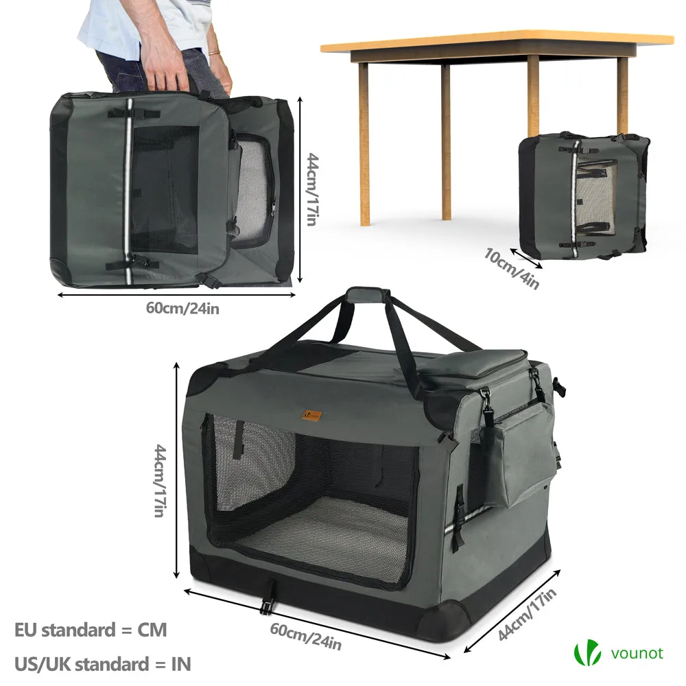 VOUNOT Borsa Trasporto Cane Gatto 60x44x44 Grigia Pieghevole