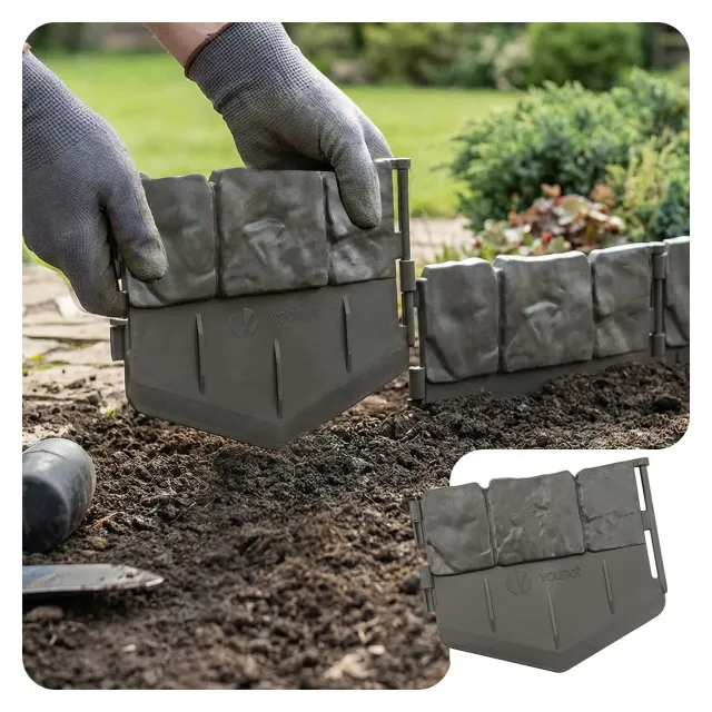 VOUNOT Bordura Giardino Pietra 10,7M Grigia 70Pz