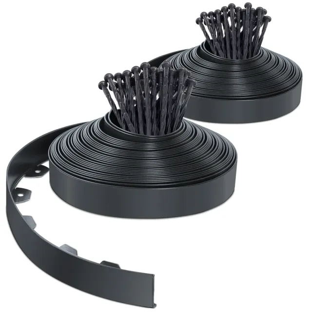 Vounot bordura giardino PVC 40 m antracite con 80 picchetti