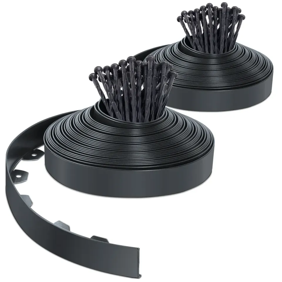 Vounot bordura giardino PVC 40 m antracite con 80 picchetti