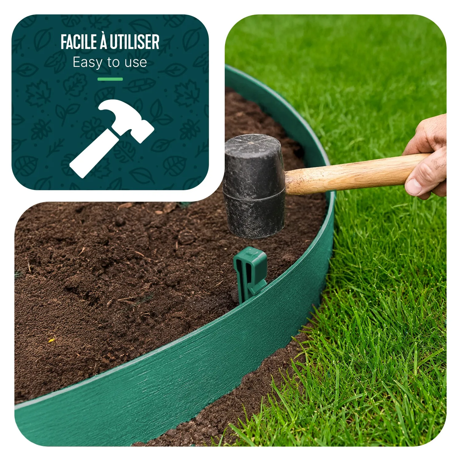 Vounot bordura giardino flessibile 10 m verde con picchetti