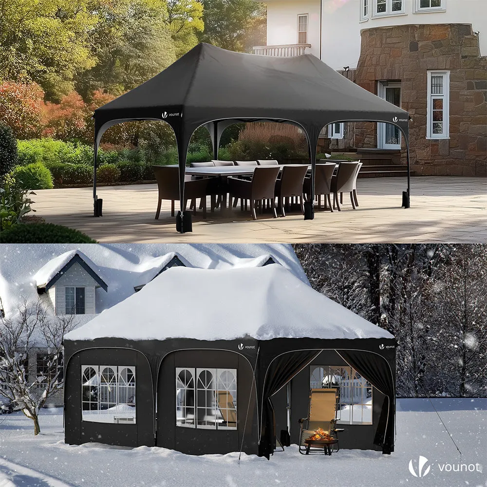 VOUNOT Gazebo giardino pieghevole 3x6m nero 6 pareti