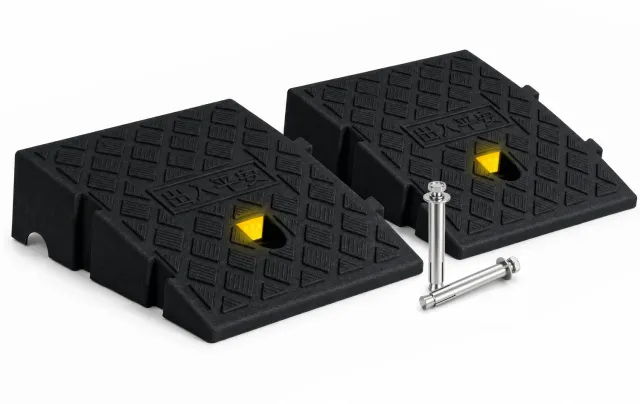 VOUNOT Rampa Marciapiede PP Nero 7cm Set 2 Pezzi Antiscivolo
