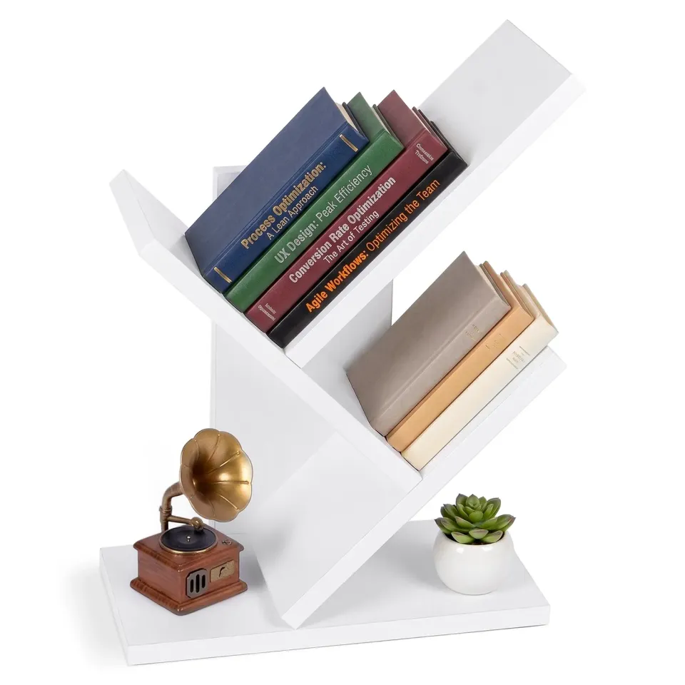 VOUNOT Arbre Libreria Albero Bianca 30x16x40,5 cm 2 Ripiani