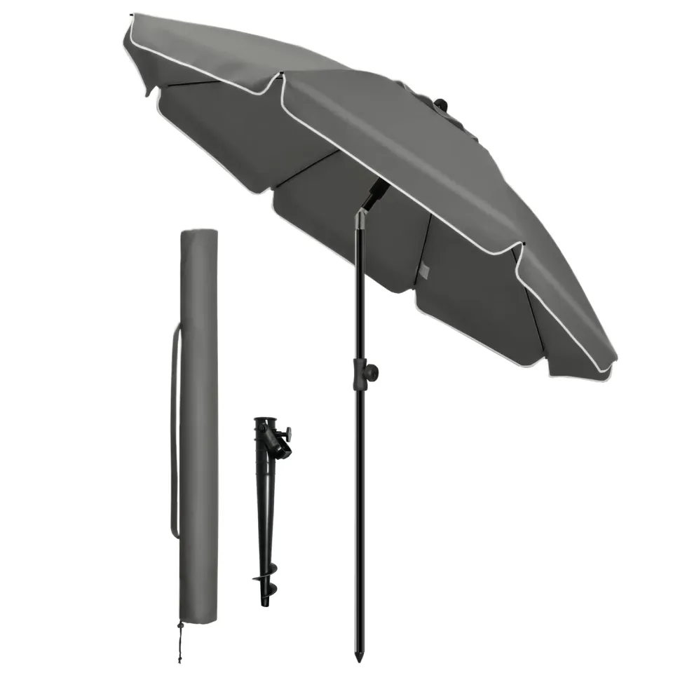VOUNOT Ombrellone 2x2 m Grigio UV50+ con Picchetto
