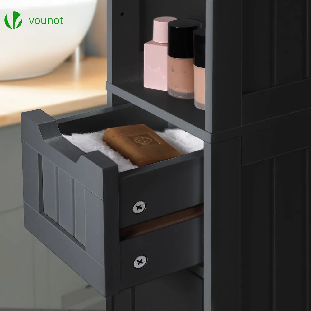 Vounot colonna bagno alta 180x20x20 cm nera 5 ripiani