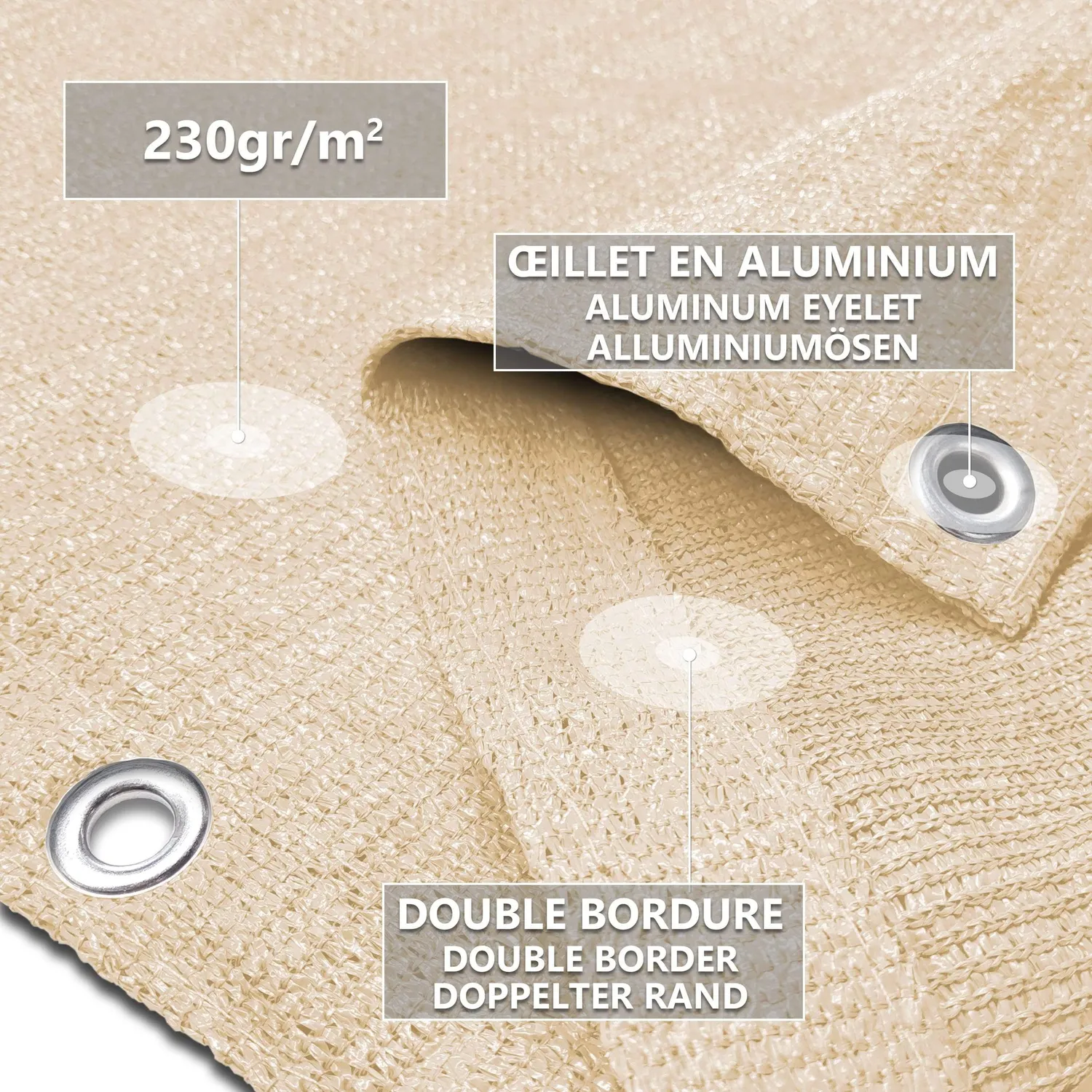 Vounot telo frangivista beige 5x0,9 m HDPE 230 g/m² balcone