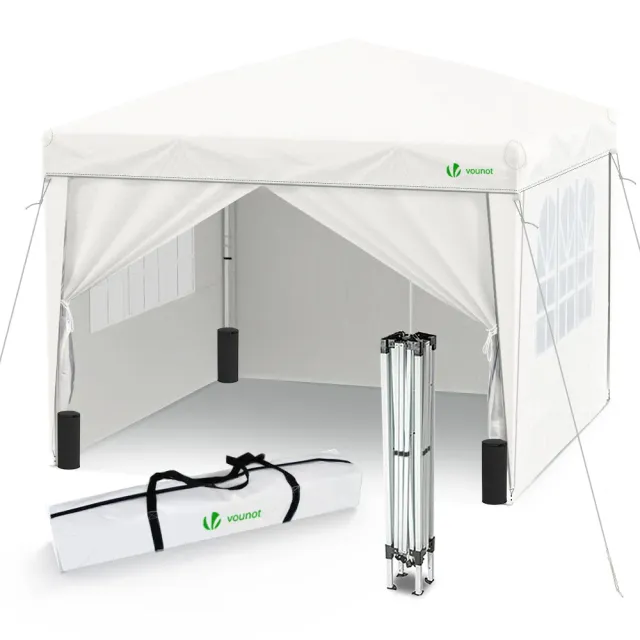 Vounot Gazebo Giardino 3x3m Bianco Pieghevole con Pareti