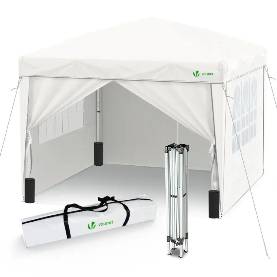 Vounot Gazebo Giardino 3x3m Bianco Pieghevole con Pareti