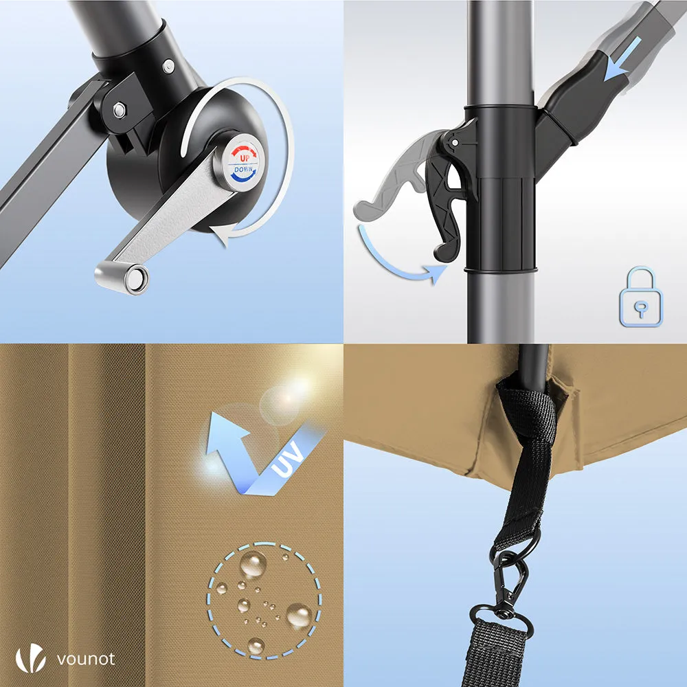 Vounot Ombrellone Decentrato 3m Kaki con Custodia Anti-UV