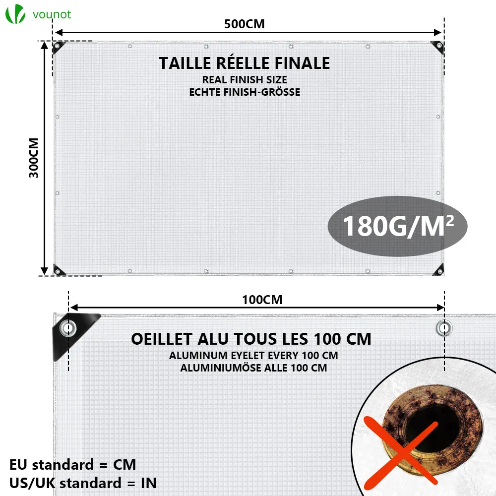 VOUNOT Telone impermeabile 3x5m bianco 180g