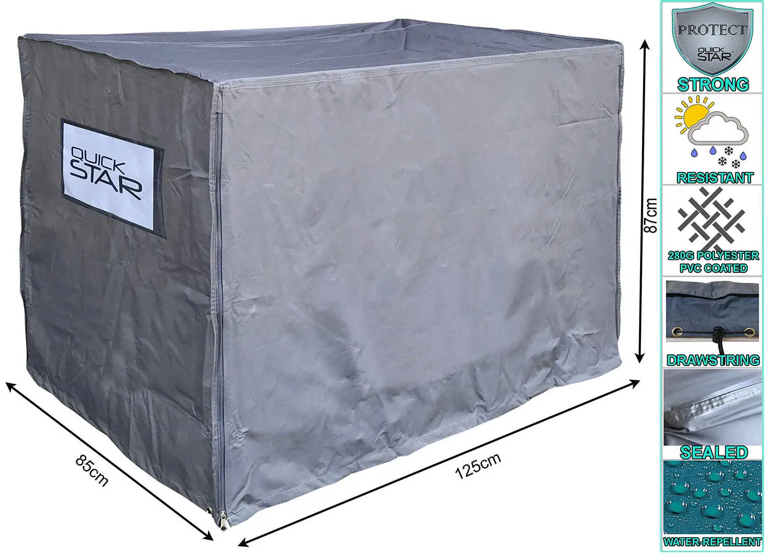 QUICK STAR copertura box griglia 125x85x87 cm grigia impermeabile
