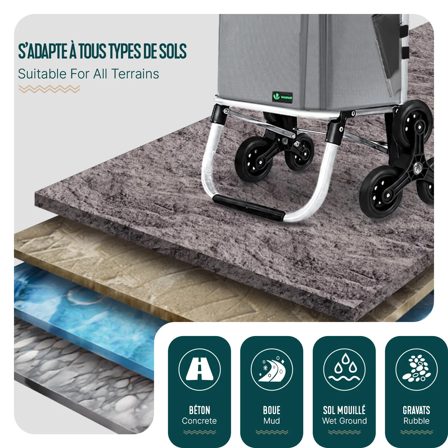 VOUNOT Carrello Spesa Pieghevole Grigio 45 L 40 kg